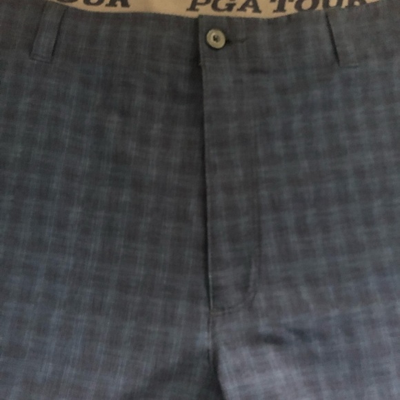 PGA Tour Plaid Golf Dress Short Sz. 40X10” Navy Blue Flat Front Country Club - Picture 3 of 5